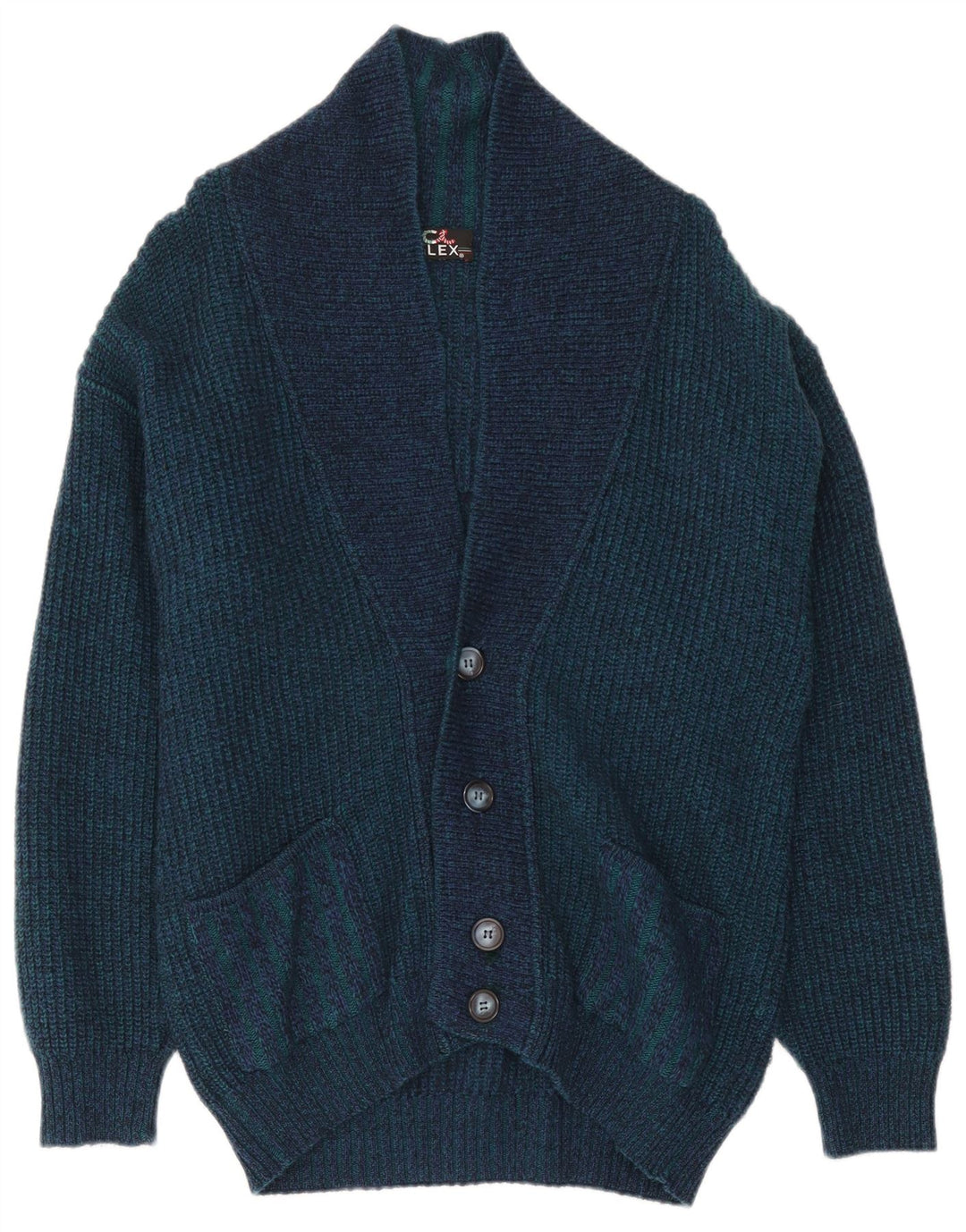 ALEX Herre cardigan sweater IT 54 XL Marineblå Colourblock Uld