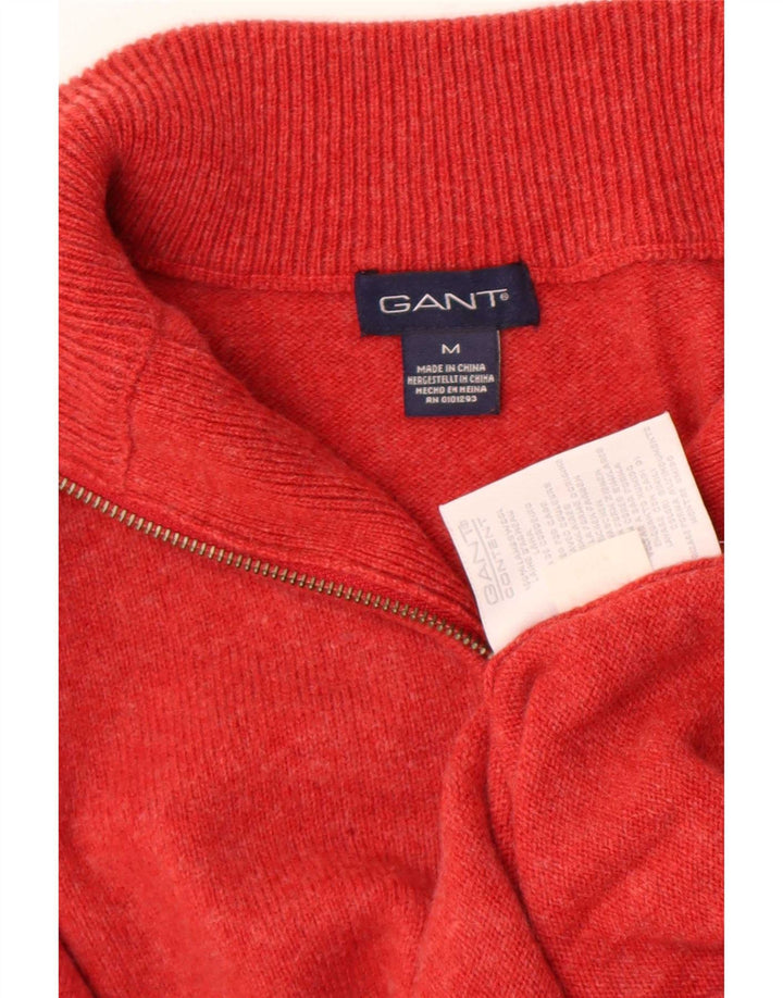 Gant Herre Zip Neck Jumper Sweater Medium Rød lammeuld