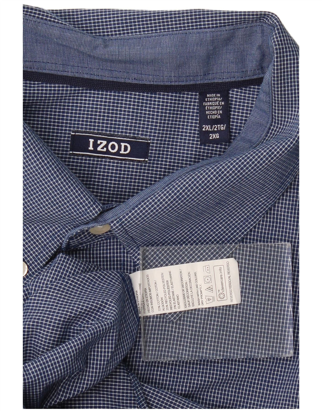 Izod Herre Loose Fit skjorte 2XL blå ternet bomuld Classic