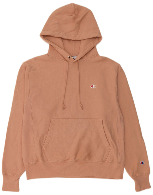 Champion Dame Loose Fit Hoodie Jumper UK 14 Medium Pink Bomuld