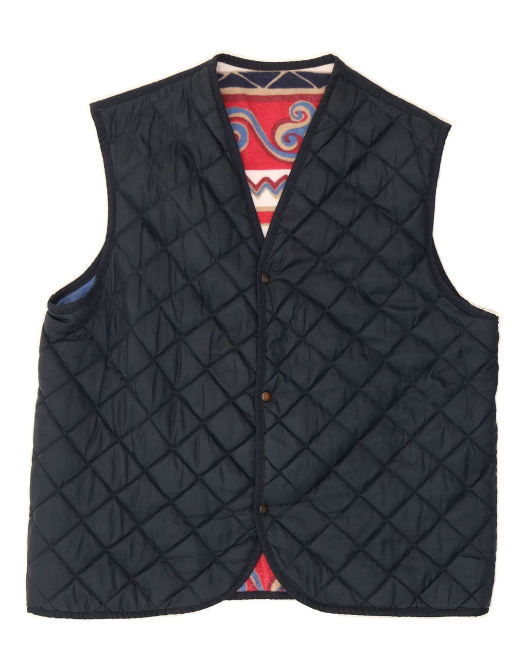 VINTAGE Mens Reversible Quilted Gilet UK 40 Large Black Vintage Vintage and Second-Hand Vintage from Messina Hembry 