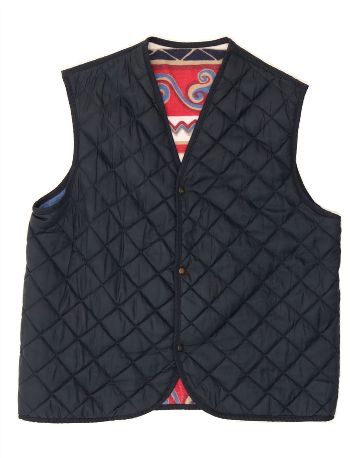 VINTAGE Mens Reversible Quilted Gilet UK 40 Large Black Vintage Vintage and Second-Hand Vintage from Messina Hembry 