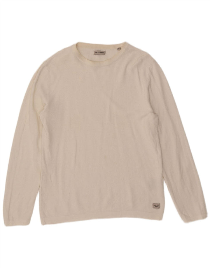 Jack & Jones Herre sweater med rund hals, stor hvid bomuld