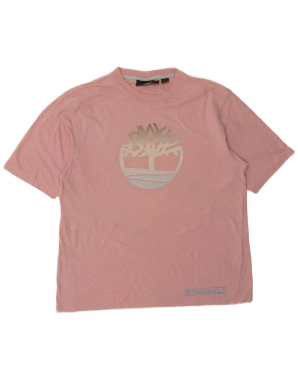 Timberland Mens Graphic T-Shirt Top Large Pink Cotton