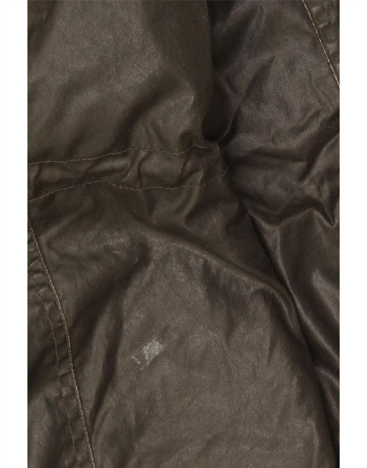 Marks & Spencer Dame Hætte Vokset Bomuldsjakke UK 8 Small Khaki