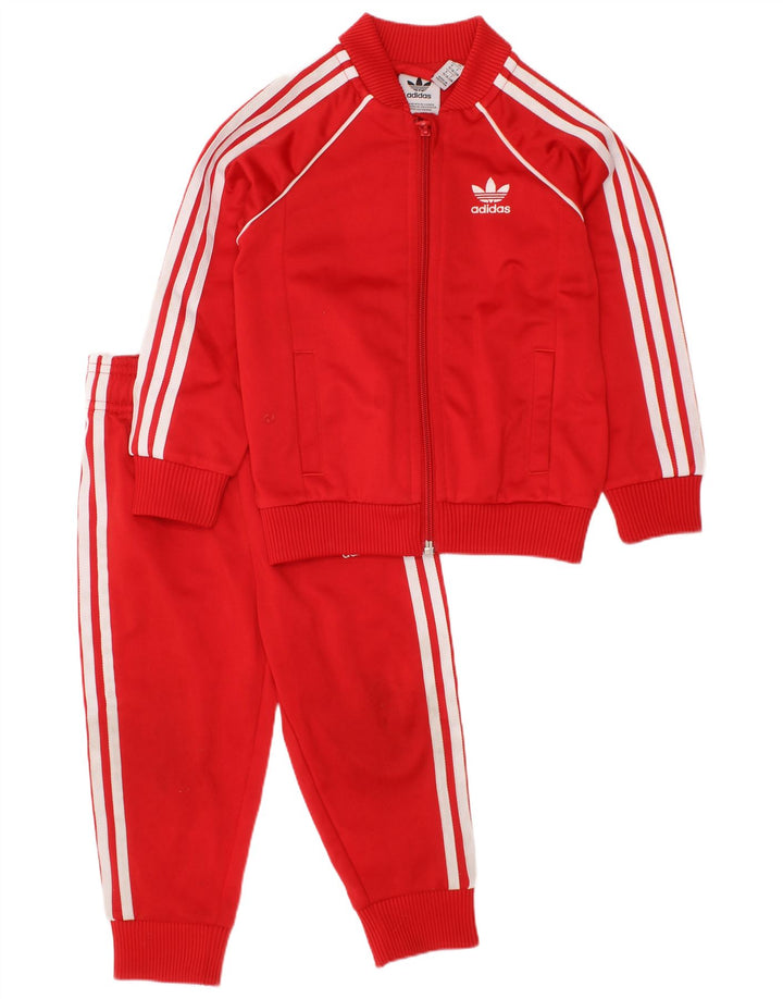 ADIDAS Baby Piger Træningsdragt Bukser 18-24 Måneder Rød Polyester