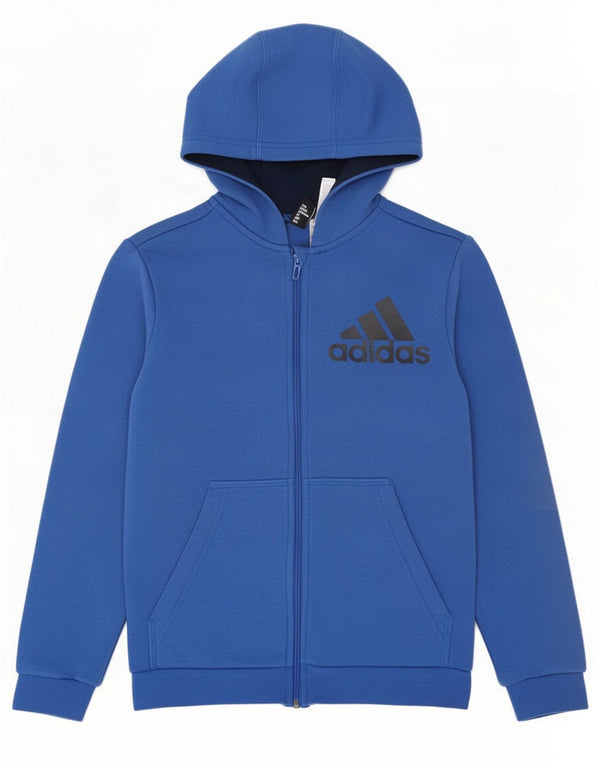 Adidas drenge grafisk hættetrøje med lynlås 11-12 år blå bomuld