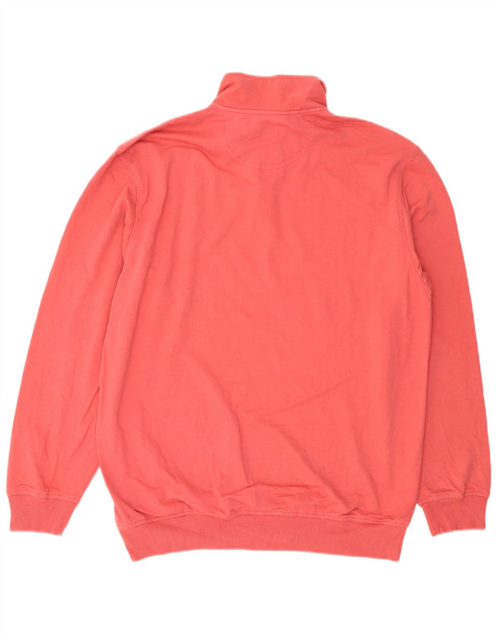 Izod Herre Button Neck Sweatshirt Jumper Medium Rød Bomuld