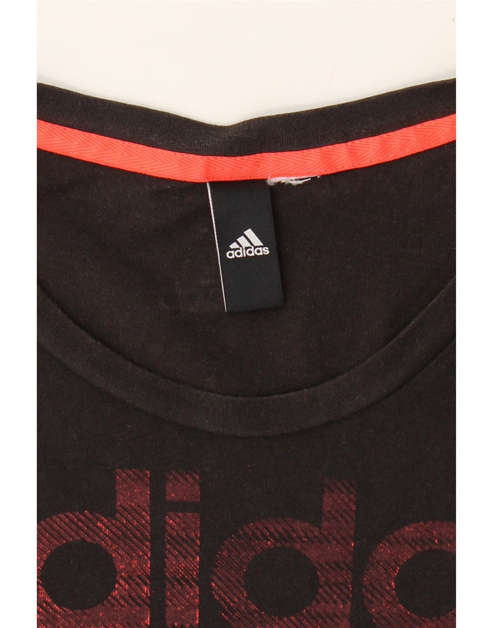 ADIDAS Womens Graphic T-Shirt Top UK 10 Small Black Vintage Adidas and Second-Hand Adidas from Messina Hembry 