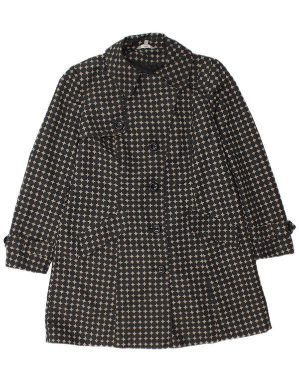 Marks & Spencer Womens Petite Trench Coat UK 12 Medium Black Polka Dot