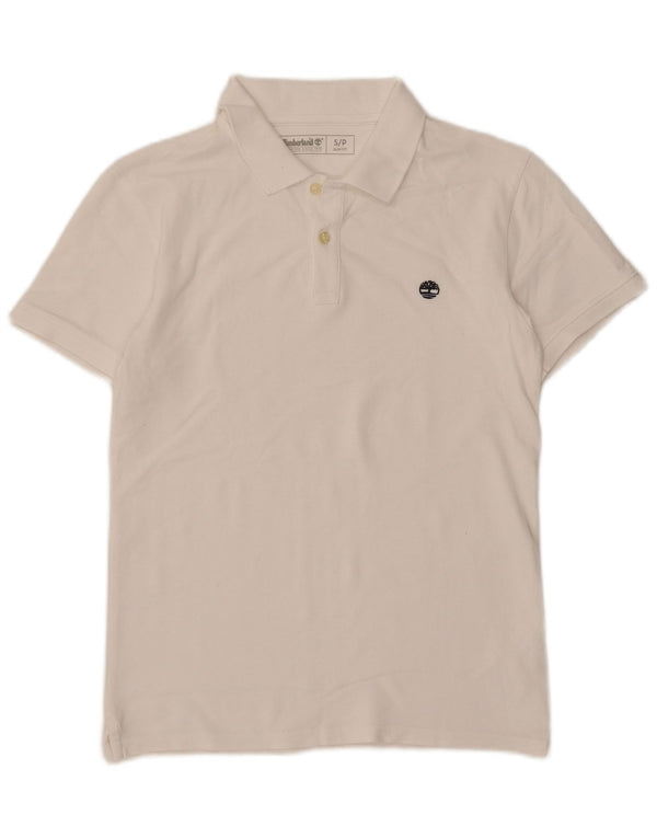 Timberland Mens Slim Fit Polo Shirt Small White Cotton