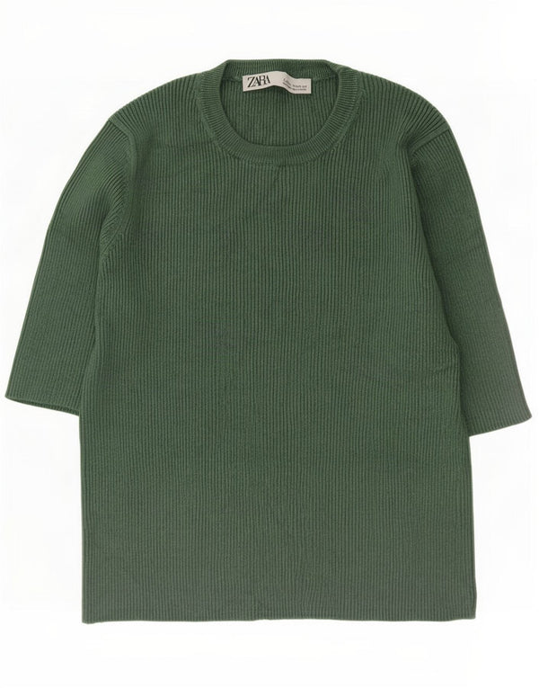 Zara T-Shirt Top UK 12 Medium Grøn Viscose