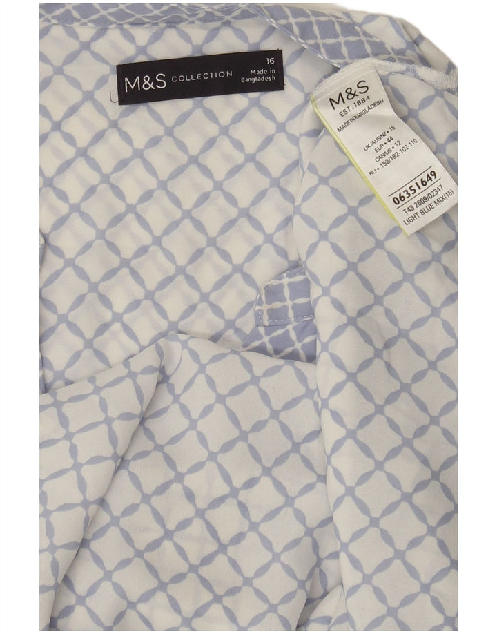 Marks & Spencer Dame ærmeløs bluse Top UK 16 Large Blue Geometric