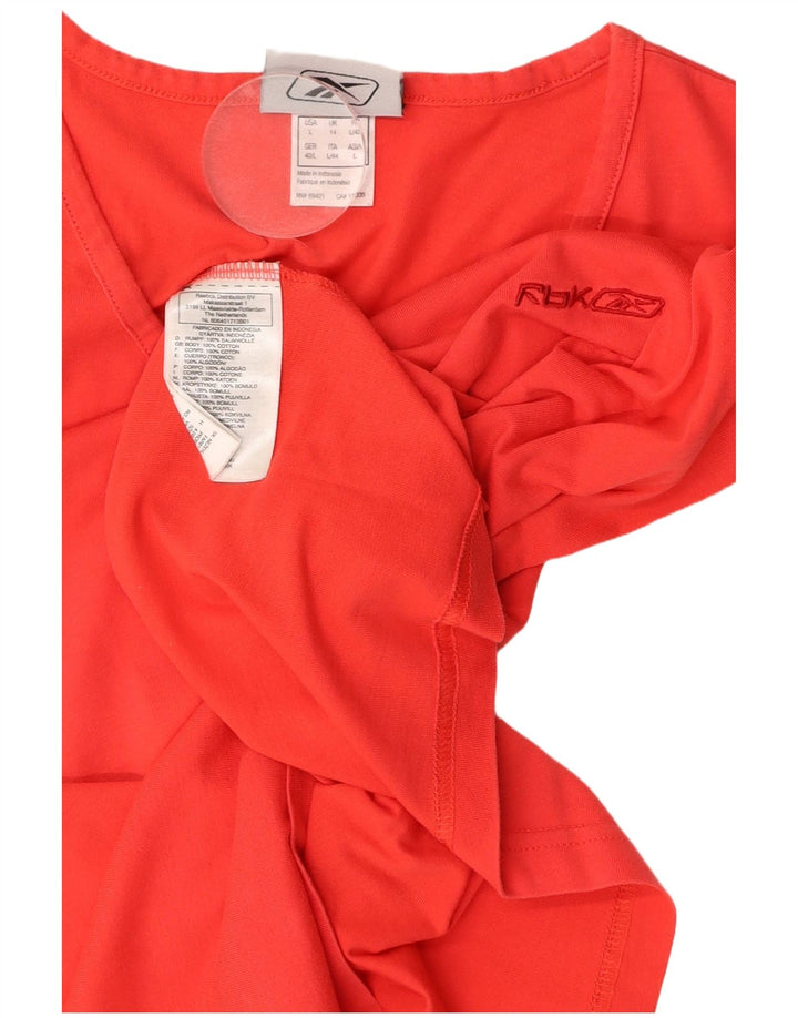 REEBOK Womens T-Shirt Top UK 14 Large Red Cotton