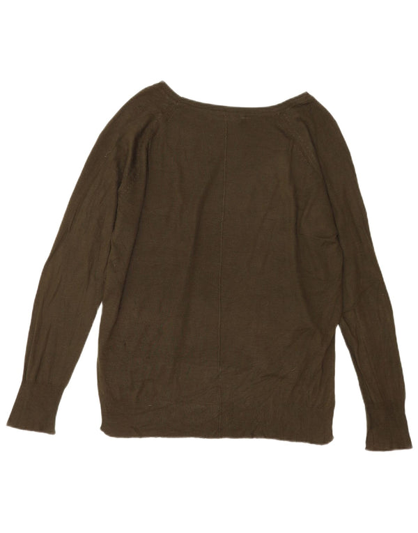 Zara Dame Boat Neck Jumper Sweater UK 16 Large Khaki Viscose