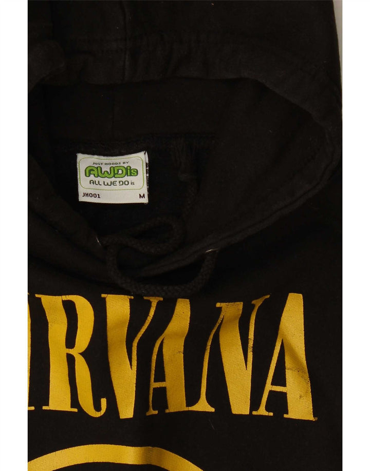 Vintage Nirvana grafisk hættetrøje til mænd mellem sort bomuld