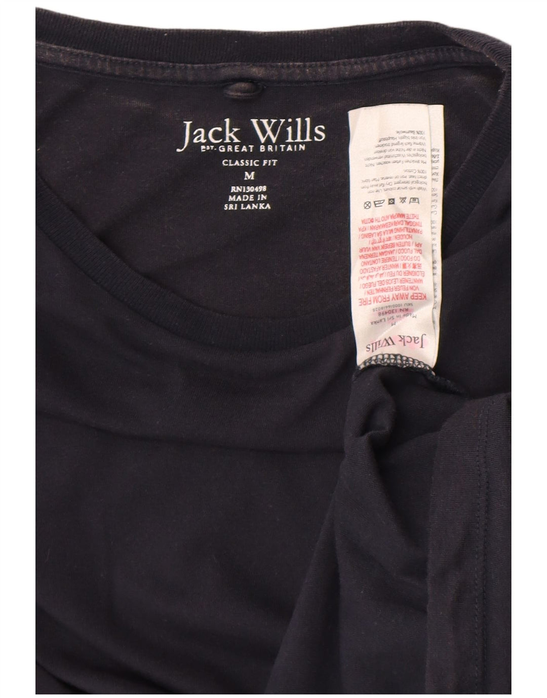 Jack Wills Herre Classic Fit T-shirt Top Medium Marineblå Bomuld