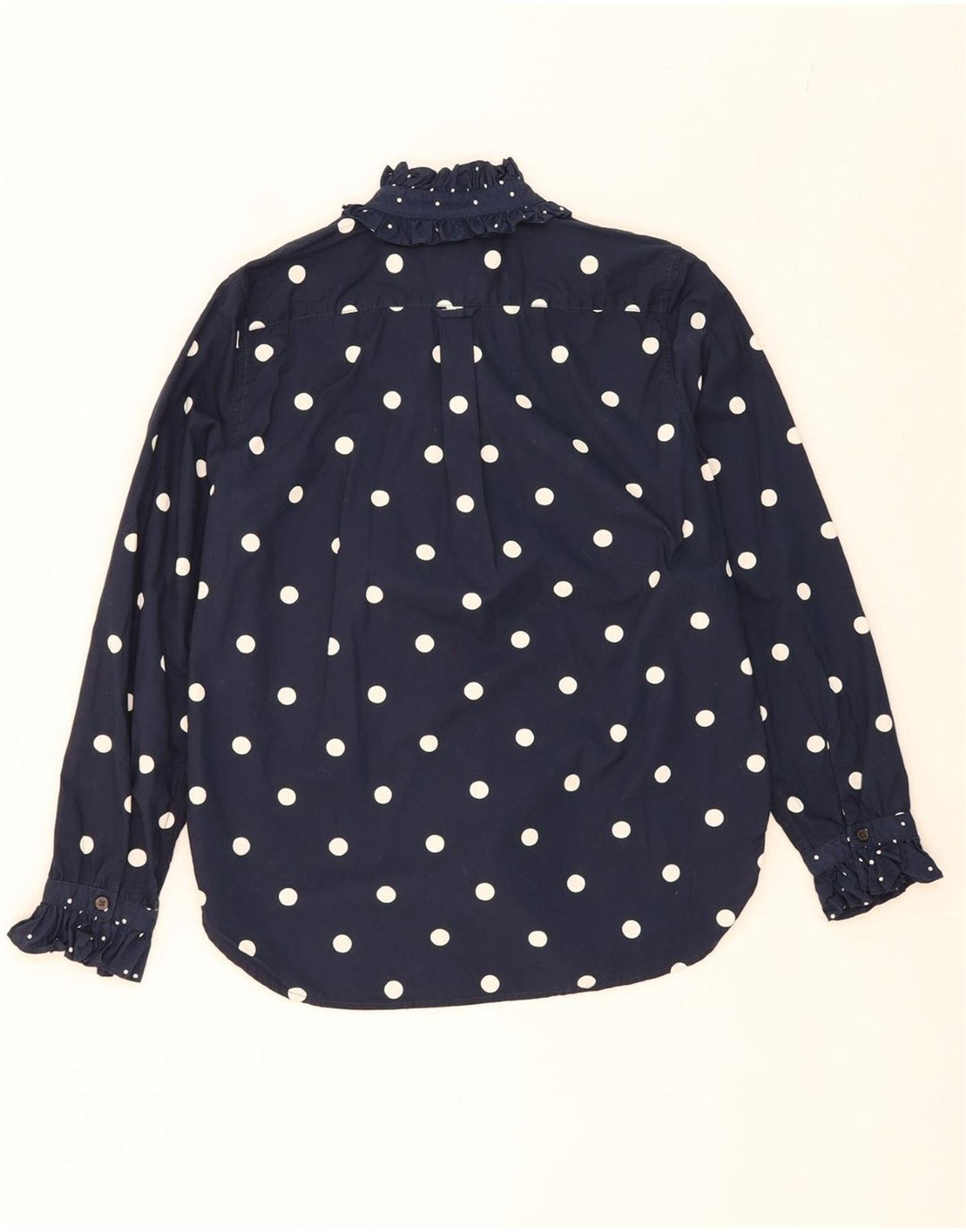 J. CREW Womens Oversized Shirt Blouse UK 10 Small Navy Blue Polka Dot Vintage J. Crew and Second-Hand J. Crew from Messina Hembry 
