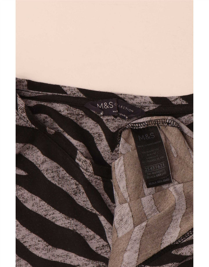 Marks & Spencer Dametop Langærmet UK 12 Medium Black Animal Print