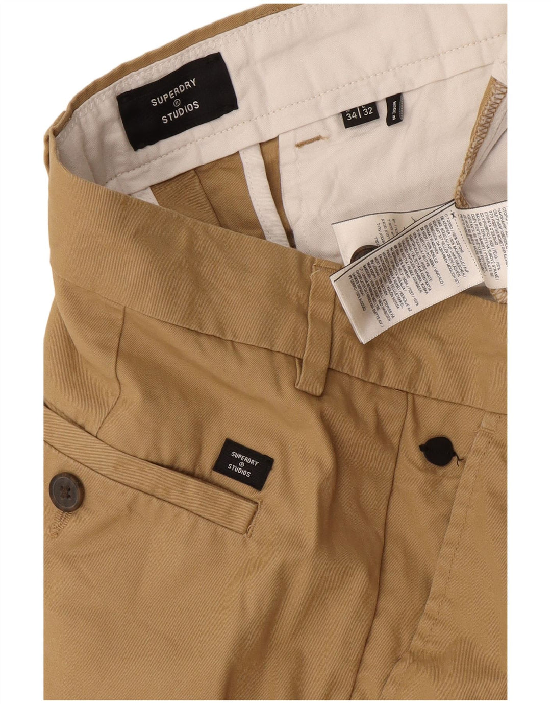 Superdry Slim Suit Bukser til mænd W34 L32 Beige Bomuld
