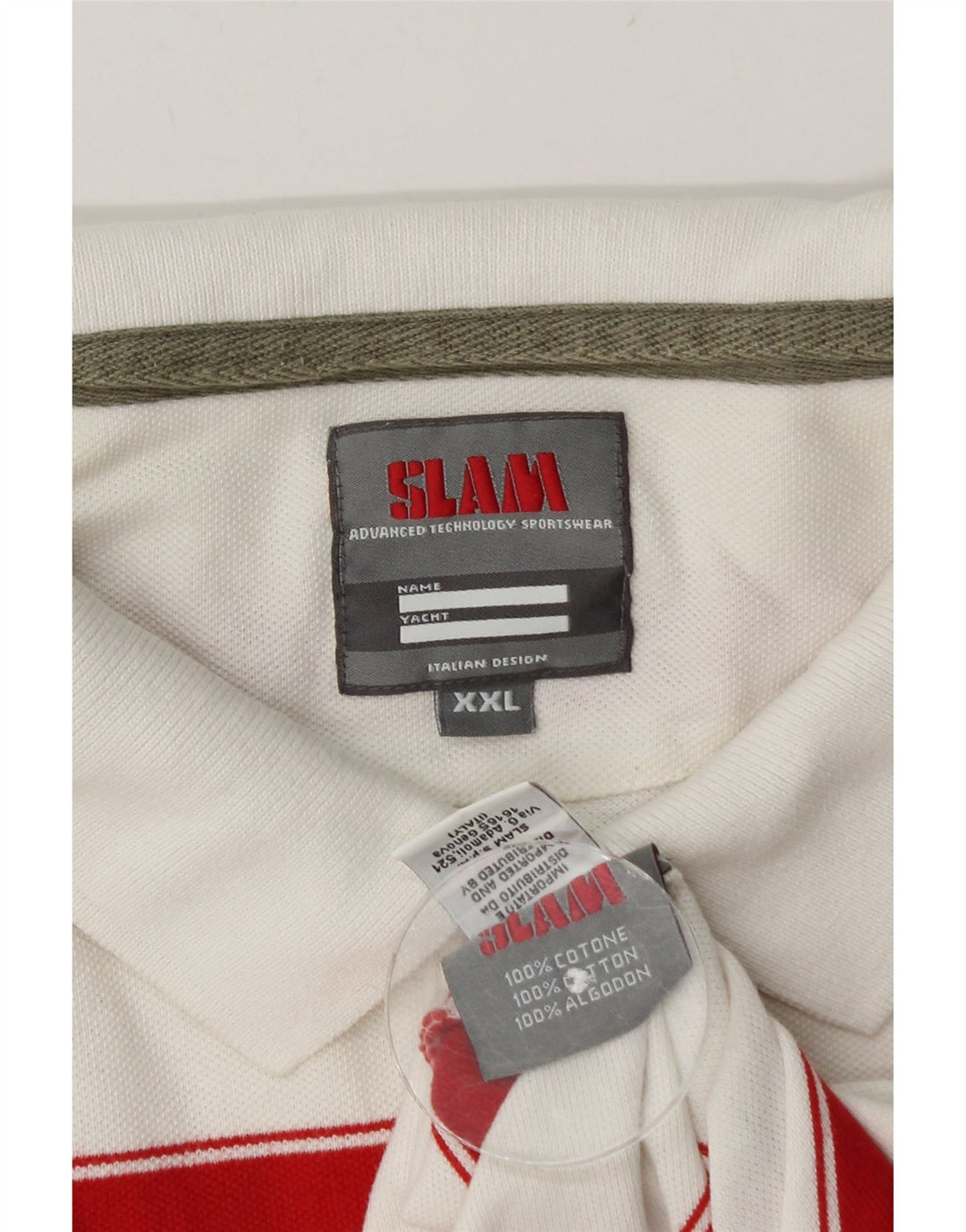 Slam herre polo shirt 2XL hvid stribet bomuld