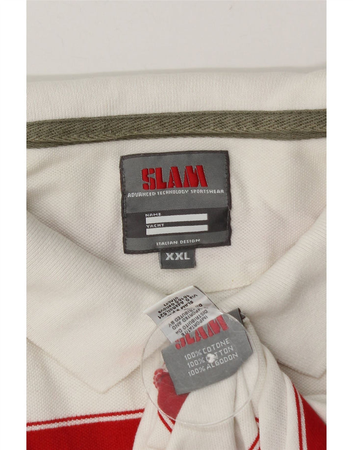 Slam herre polo shirt 2XL hvid stribet bomuld
