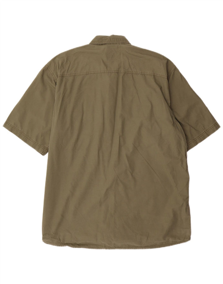 EDDIE BAUER Kortærmet Herreskjorte Stor Khaki Bomuld