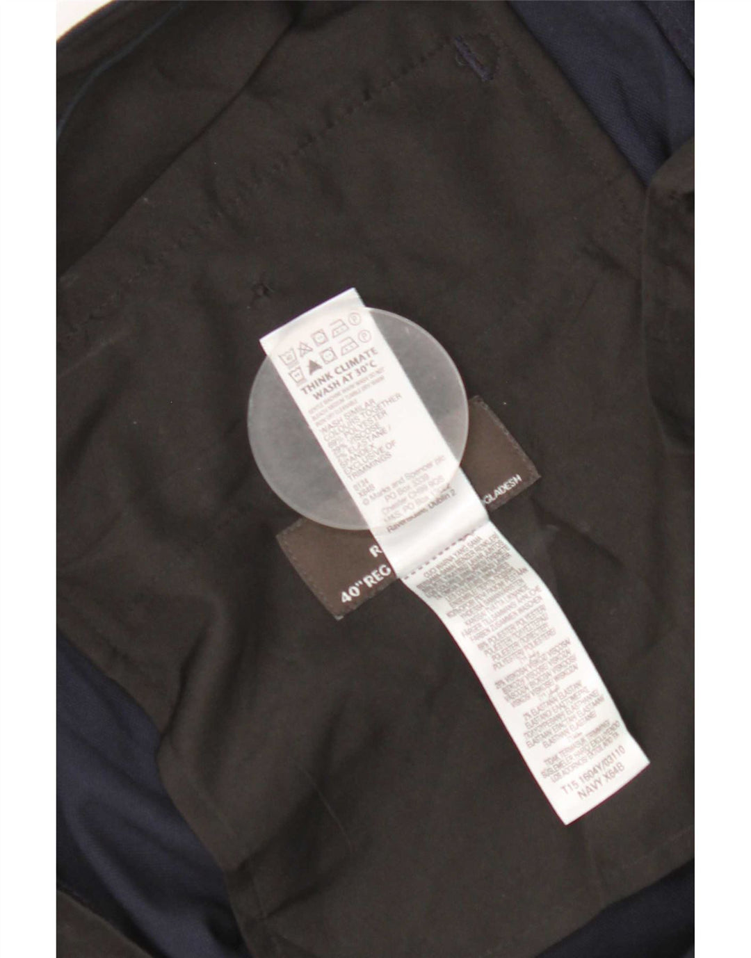 Marks & Spencer Herre Regular Fit Casual Bukser W40 L31 Marineblå