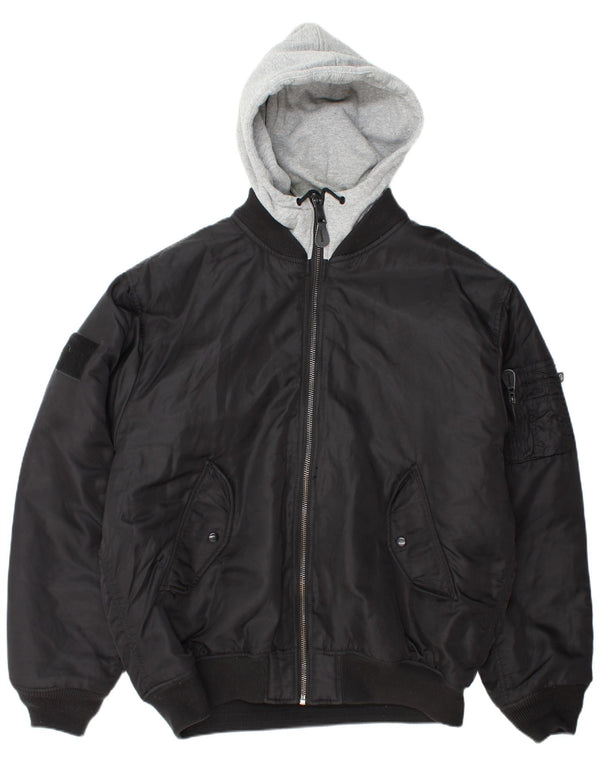 BRANDIT Bomberjakke med hætte til mænd UK 46 3XL Sort Nylon