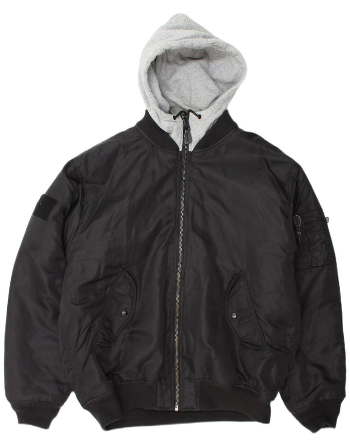 BRANDIT Bomberjakke med hætte til mænd UK 46 3XL Sort Nylon