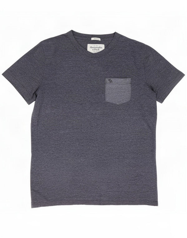 Abercrombie & Fitch Mens Muscle T-Shirt Top Medium Navy Blue Flecked Cotton