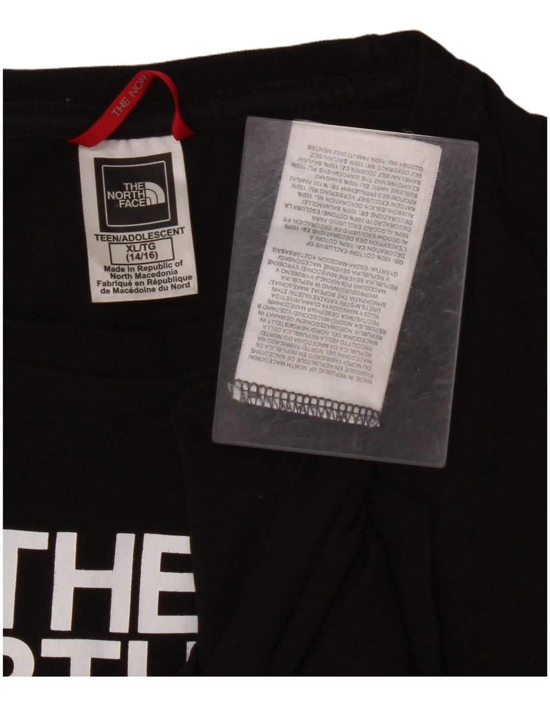 THE NORTH FACE piger grafisk top langærmet 14-15 år XL sort bomuld