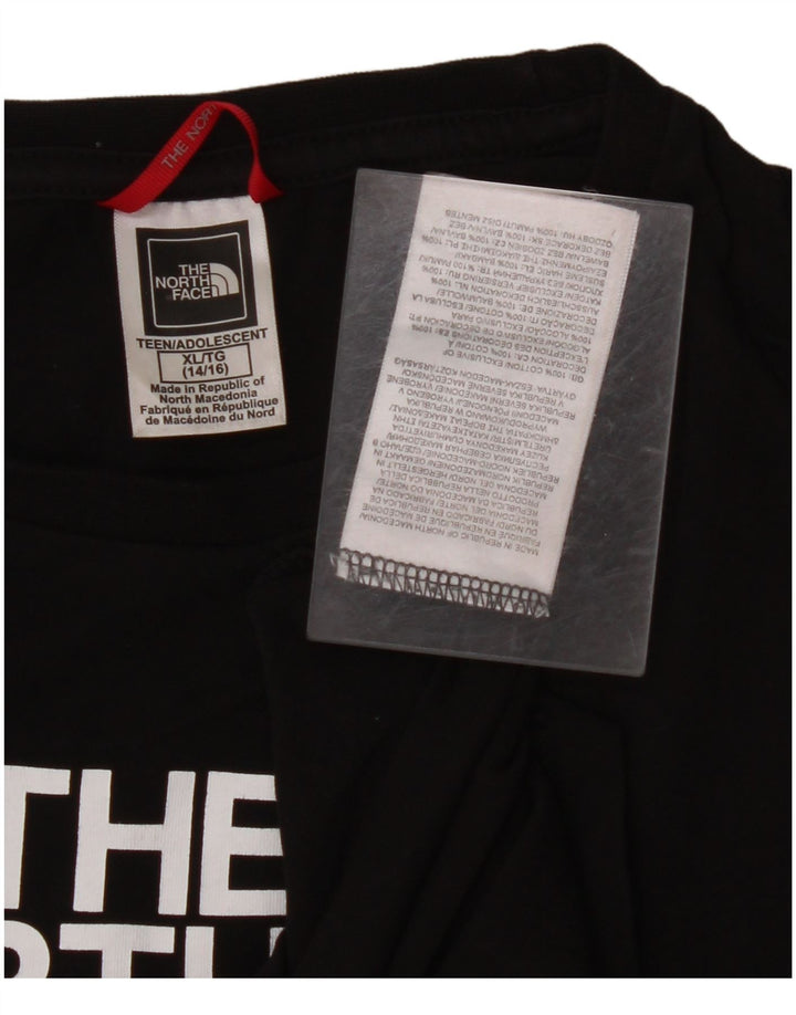 THE NORTH FACE piger grafisk top langærmet 14-15 år XL sort bomuld