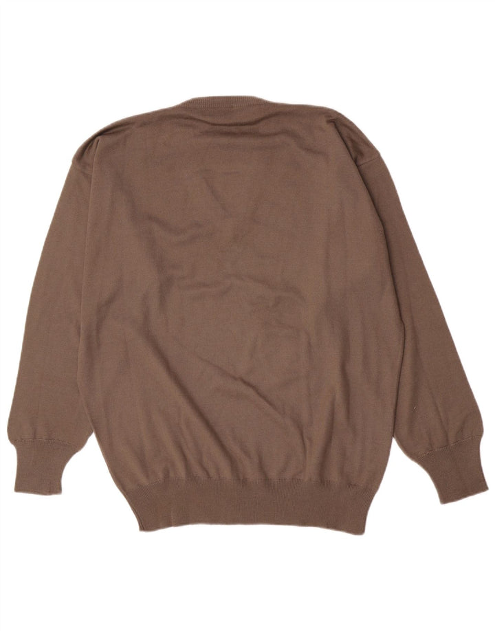 Trussardi Herre V-hals sweater Stor Brun Virgin Wool
