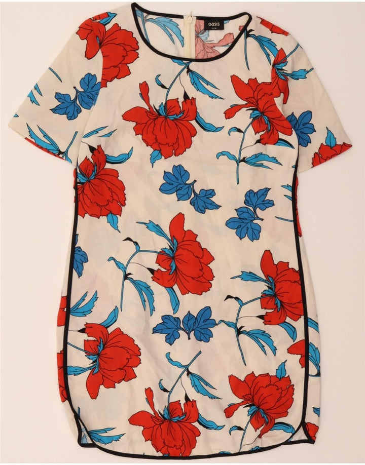 OASIS Womens Tunic Dress UK 12 Medium White Floral Polyester Vintage Oasis and Second-Hand Oasis from Messina Hembry 