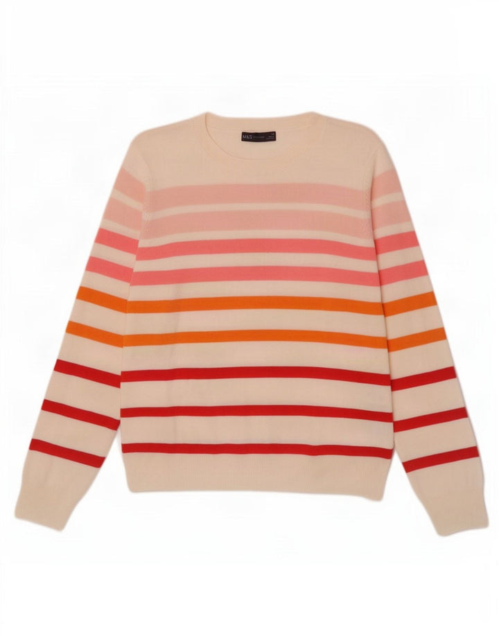 Marks & Spencer Dame Boat Neck Jumper Sweater UK 14 Medium Off White