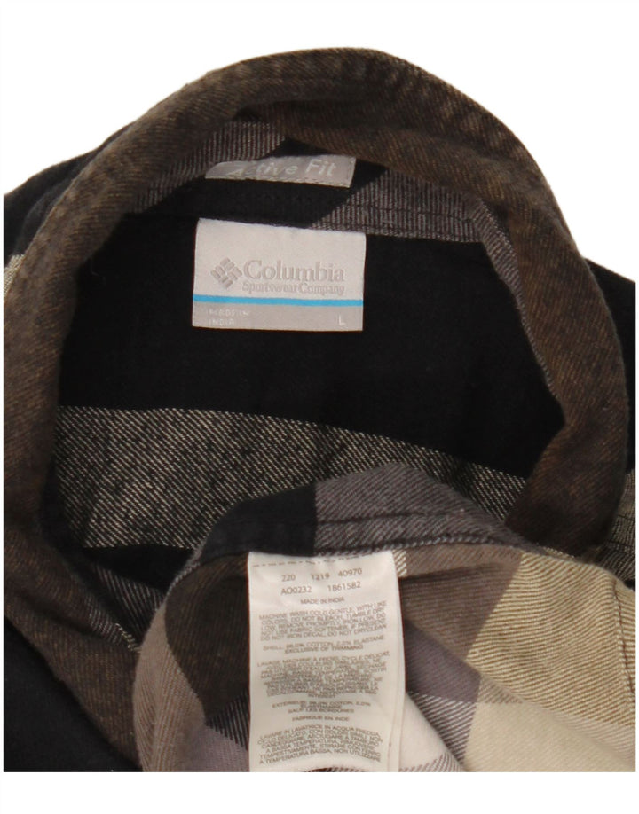 Columbia herre flannelskjorte stor brun plaid bomuld