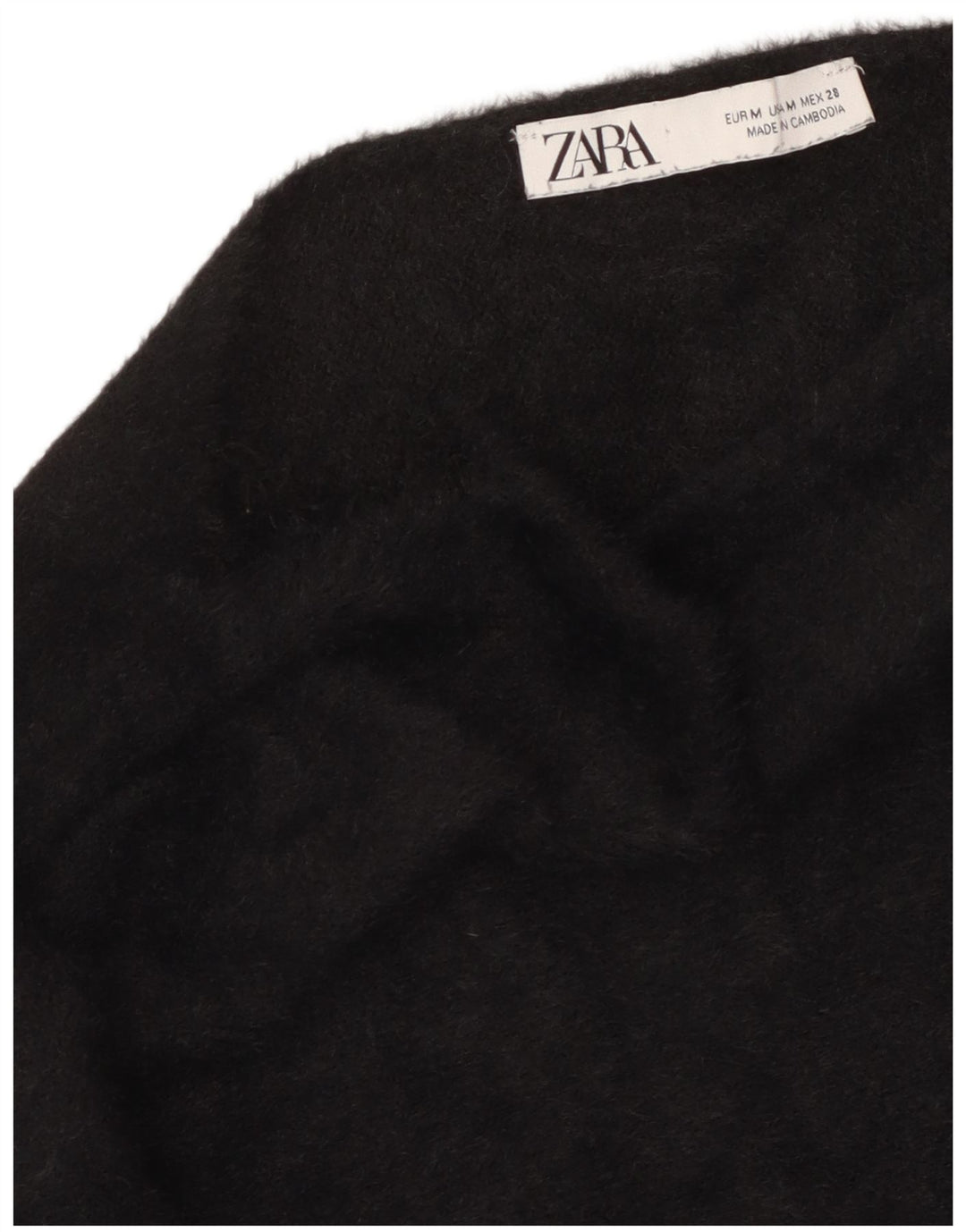 Zara Dame Crop Top Langærmet UK 14 Medium Sort
