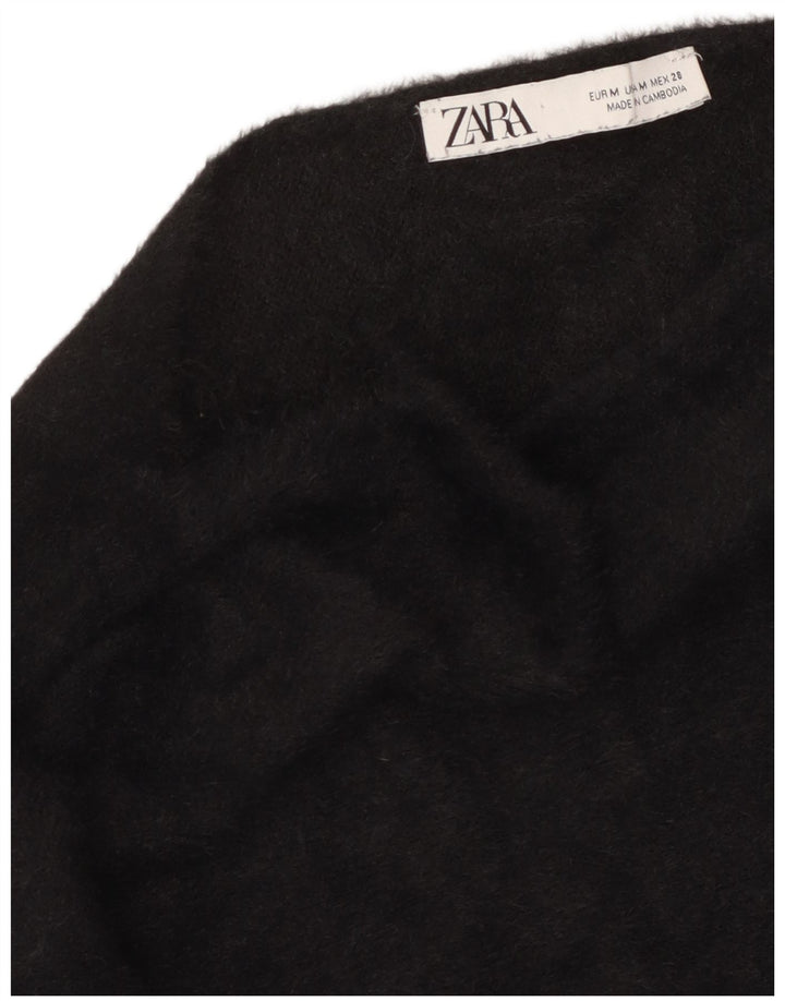 Zara Dame Crop Top Langærmet UK 14 Medium Sort