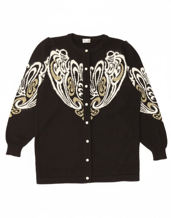 Vintage dame cardigan sweater EU 38/40 Medium Sort Paisley Akryl