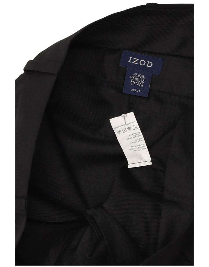 Izod Straight Suit Bukser til mænd W36 L32 Sort polyester