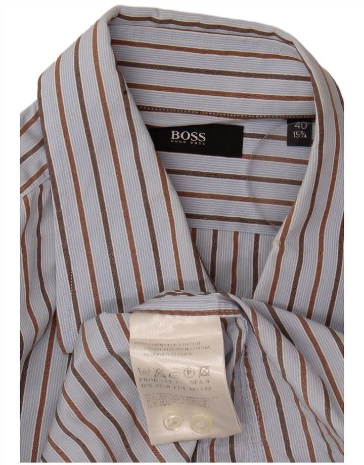 Hugo Boss Herreskjorte str. 40 15 3/4 Mellem blå stribet bomuld