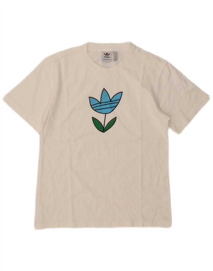 Adidas Dame Grafisk T-Shirt Top UK 8 Small White