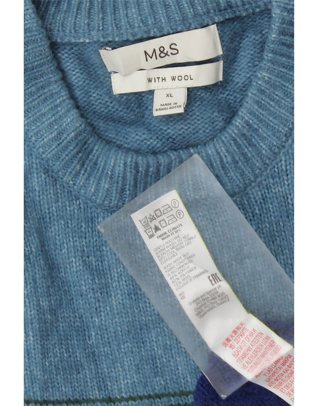 Marks & Spencer Herre sweater med rund hals XL flerfarvet stribet