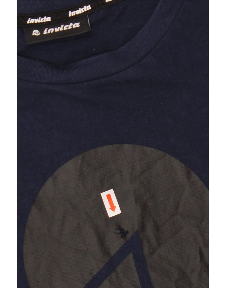 Invicta Herre grafisk T-shirt Top Stor marineblå bomuld