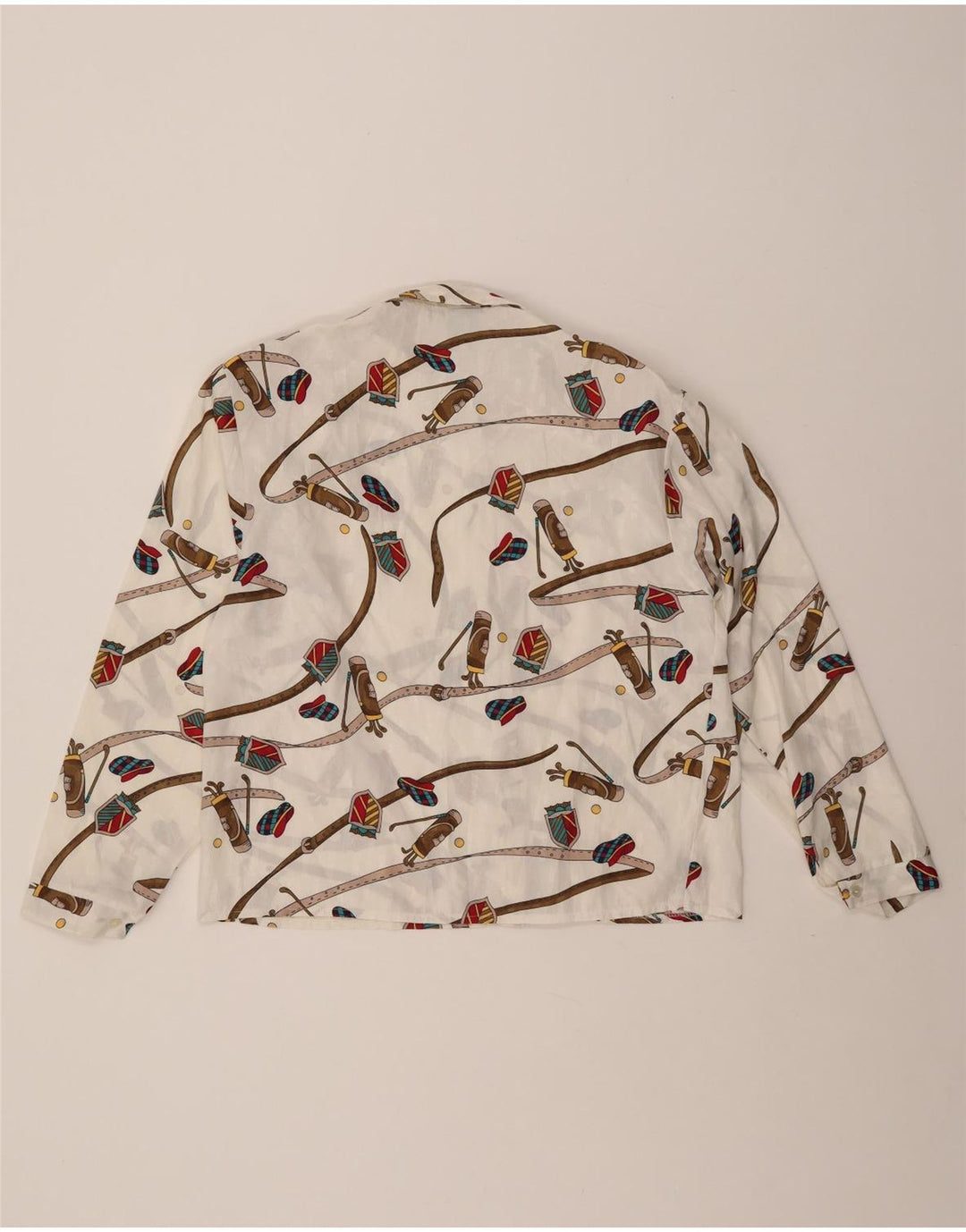 CANDA Dame abstrakt mønster skjorte bluse IT 46 Stor hvid polyester