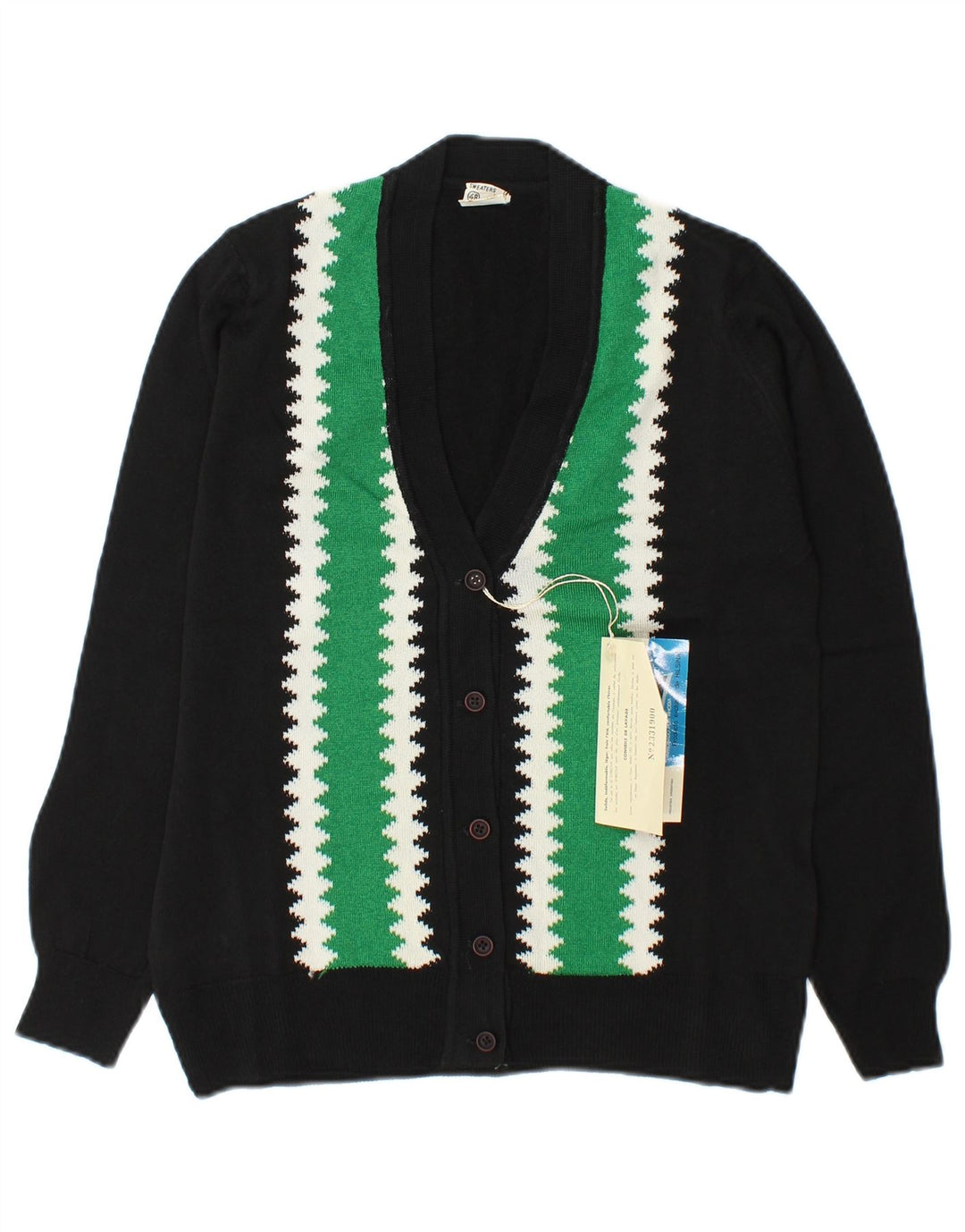Vintage dame cardigan sweater IT 48 XL Sort Colourblock