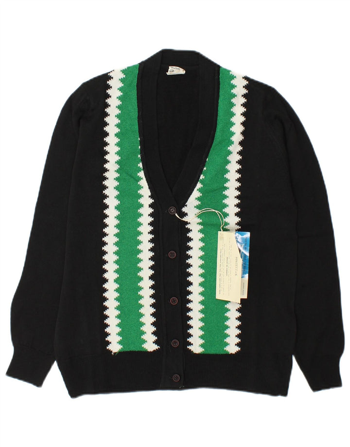 Vintage dame cardigan sweater IT 48 XL Sort Colourblock