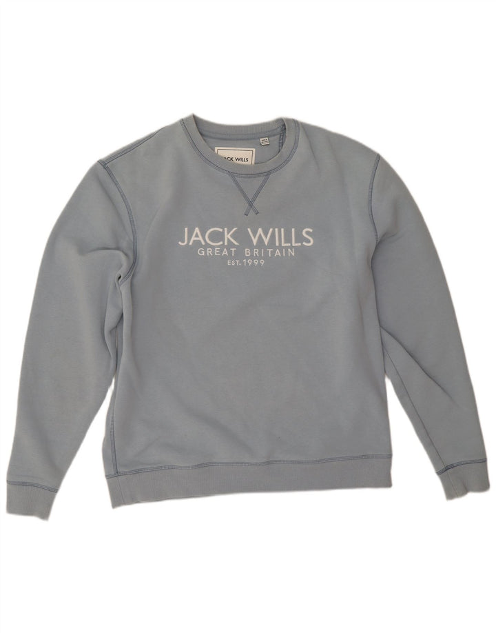 Jack Wills Herre Grafisk Sweatshirt Jumper Medium Blå Bomuld
