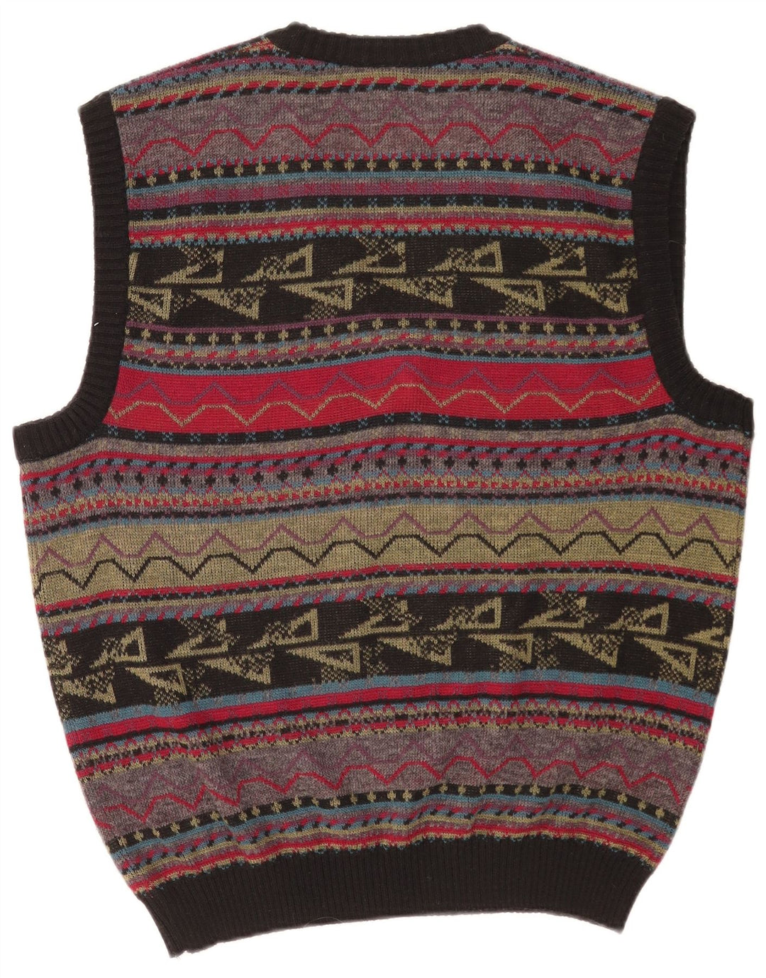 Vintage herrevest tanktop stor flerfarvet geometrisk akryl